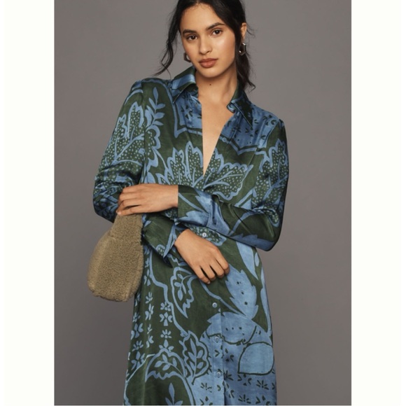 ❌Sold - Anthropologie Long-Sleeve Printed Shirt Dress Corey Lynn Calter - Picture 4 of 15